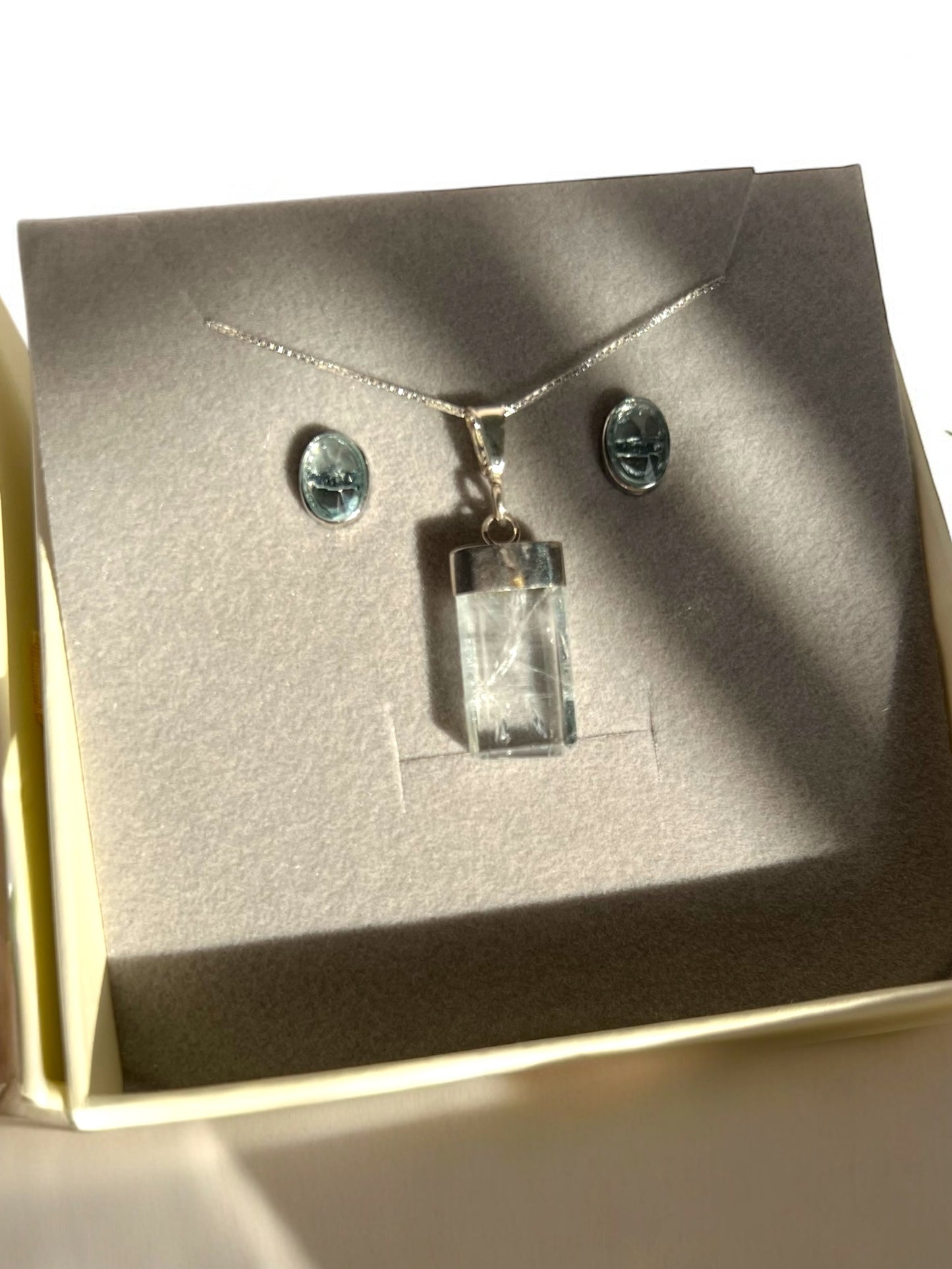 Ocean Whisper Aquamarine Crystal Jewelry Set !