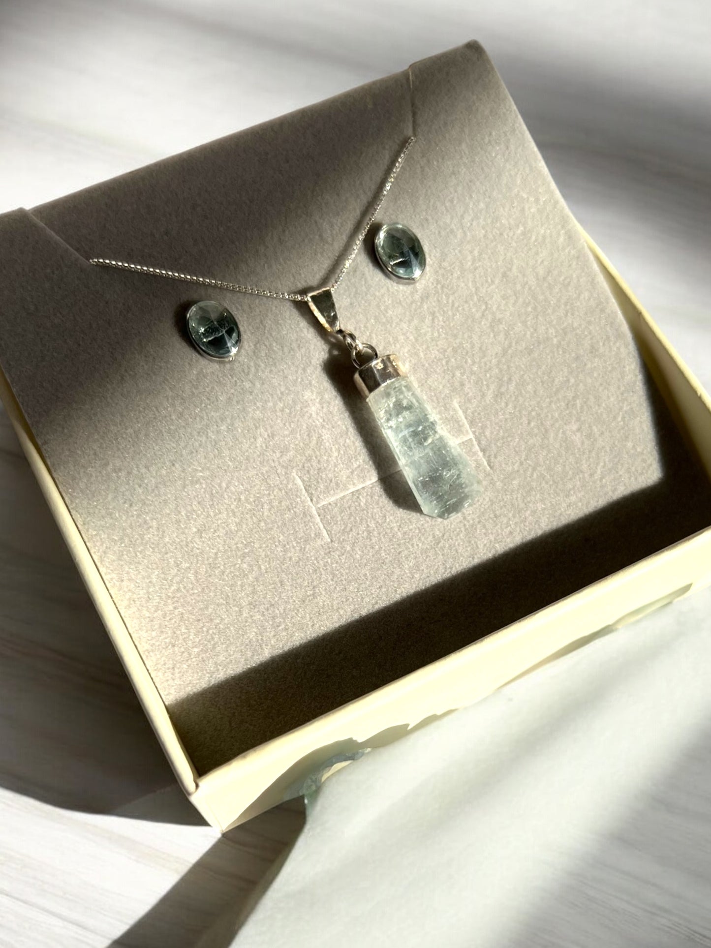 Ocean Whisper Aquamarine Crystal Jewelry Set !