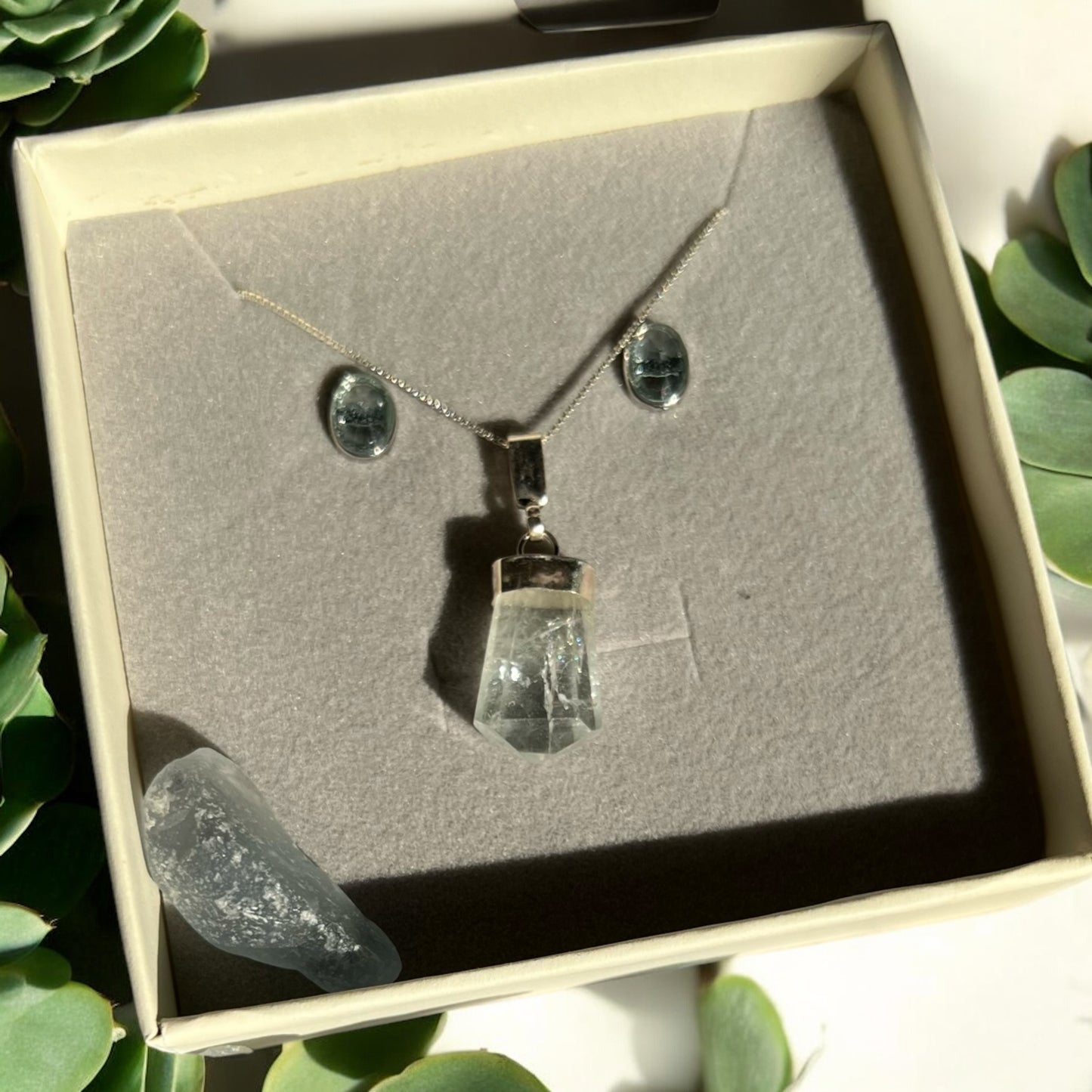 Ocean Whisper Aquamarine Crystal Jewelry Set !