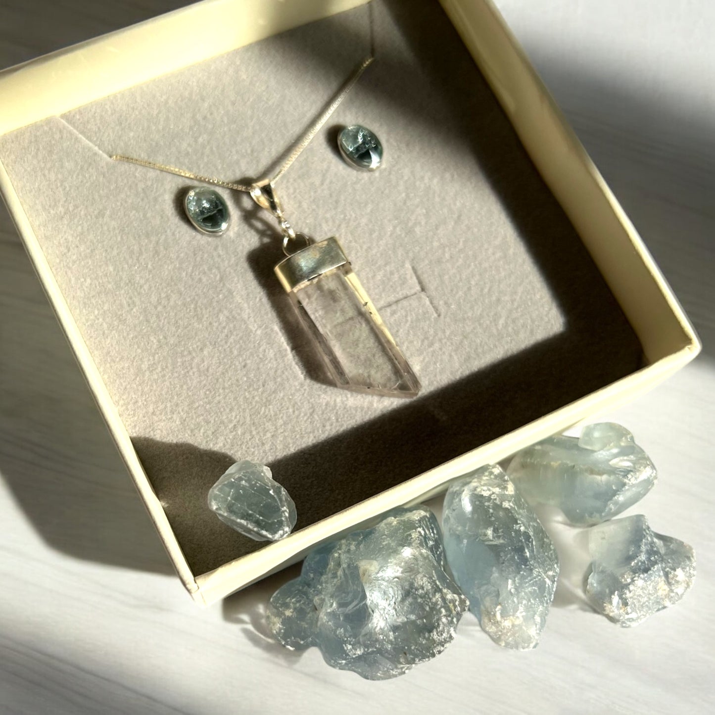 Ocean Whisper Aquamarine Crystal Jewelry Set !